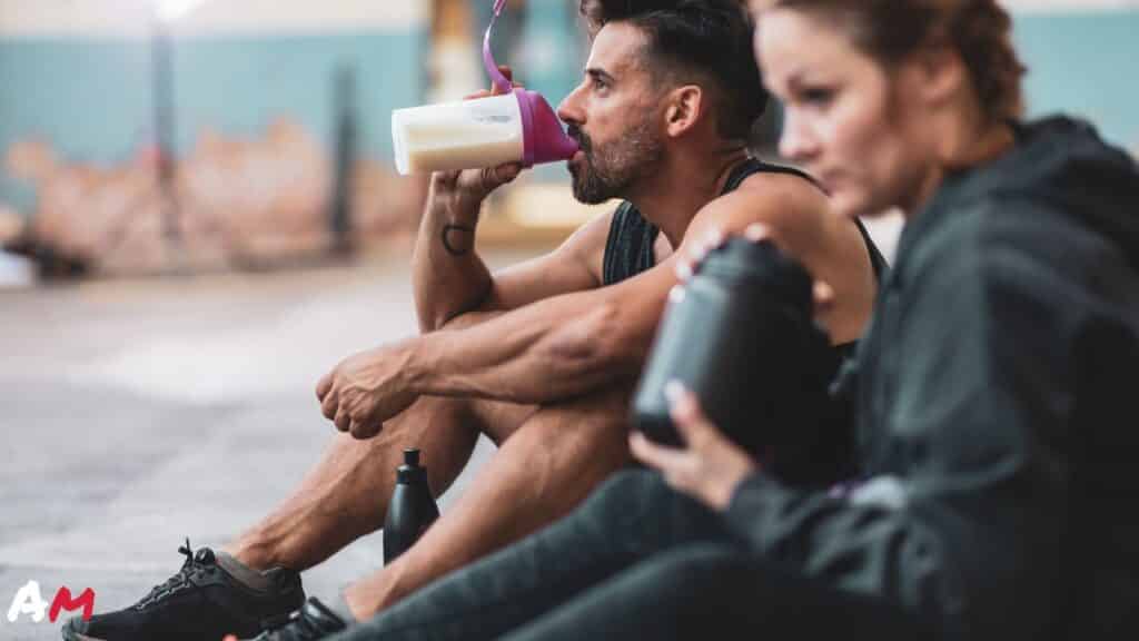 Athletes drinking vital proteins supplement