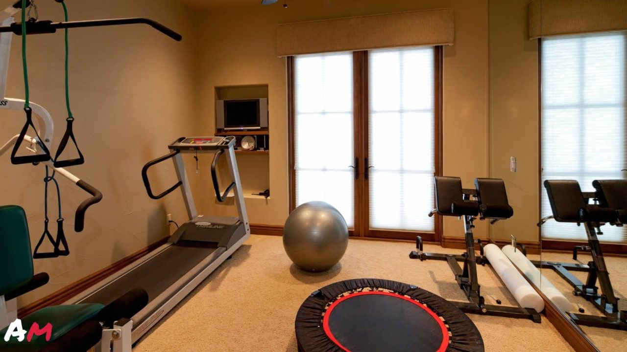 CrossFit equipment in a home gym
