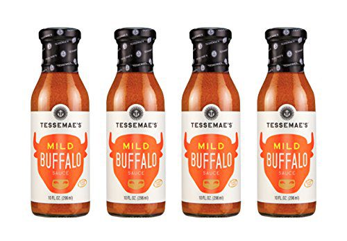 Tessemae's Natural Mild Buffalo Sauce 4 pack, Whole30 Certified, soy-free, dairy-free, gluten-free, sugar-free, vegan